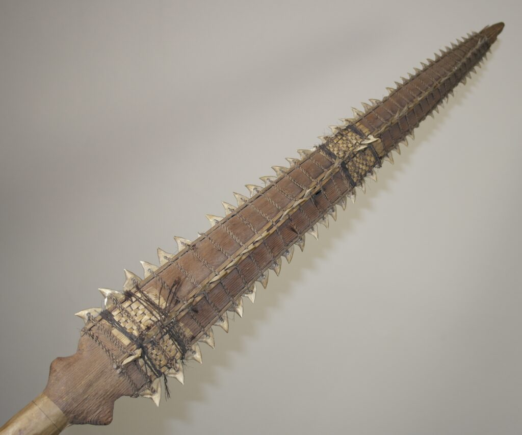 19th century Gilbert Island Kiribati shark tooth sword, Tetoanea or Tewinnarei, 19th century Polynesian art antiques and weapons gallery, 19ème siècle 19th century Gilbert Islands Kiribati shark tooth sword massue de guerre